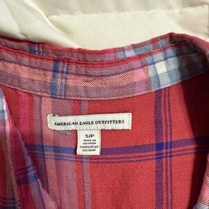 American Eagle Outfitters women’s Pink and Blue Plaid Shirt